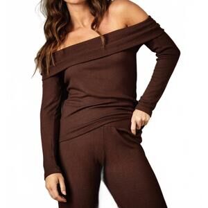 NEW RED HAUTE women's off shoulder top in brown